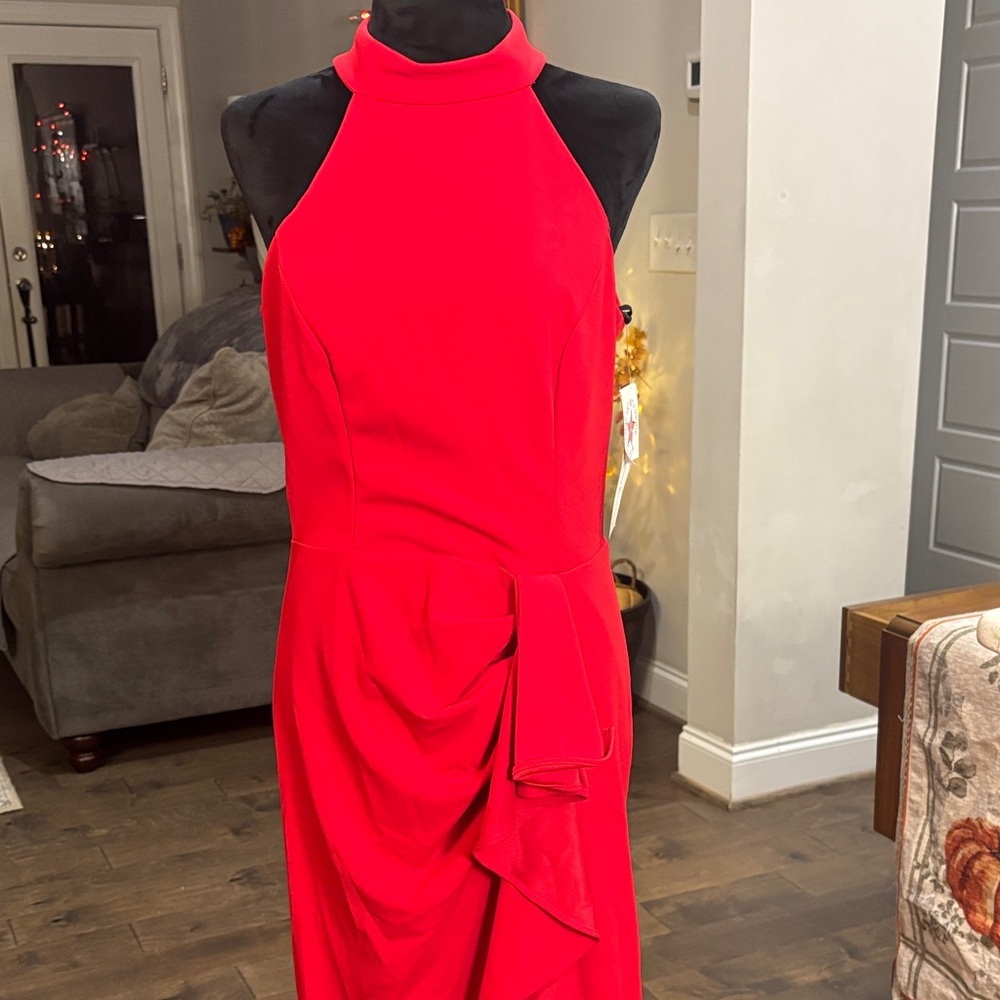 Betsy & Adam Scarlet Asymmetrical Dress